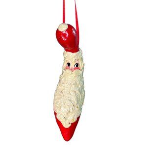 Vintage Gourd Santa Claus Hanging Christmas Ornament Red White